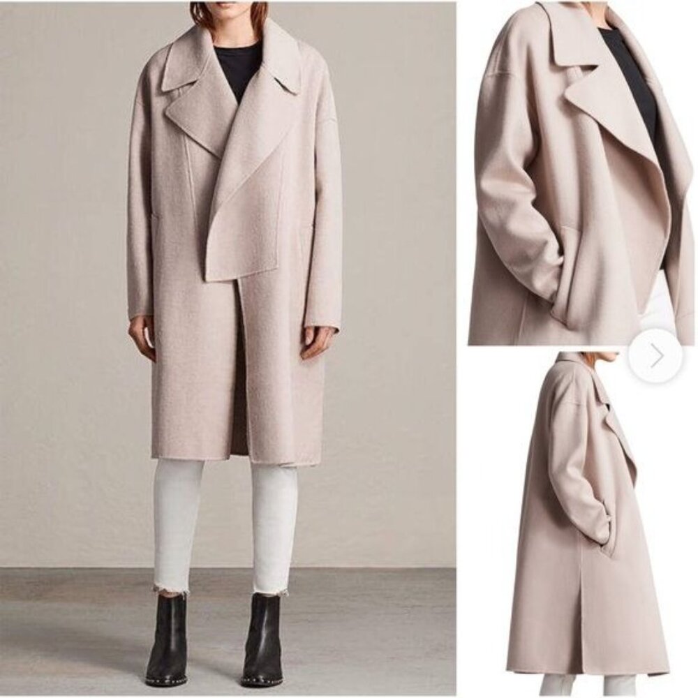 All Saints Womens Coat Jacket Size XS Pink Ryder Pockets Open Front Casual - Picture 12 of 13